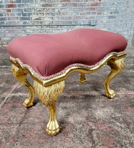 Baroque Giltwood Upholstered Stools -a Pair - Picture 6 of 8