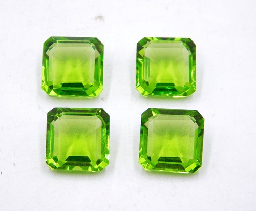 13 MM Lab Created Peridot Square Cut Loose Gemstone 35 Cts 4 Pcs P-3333 - Picture 2 of 5