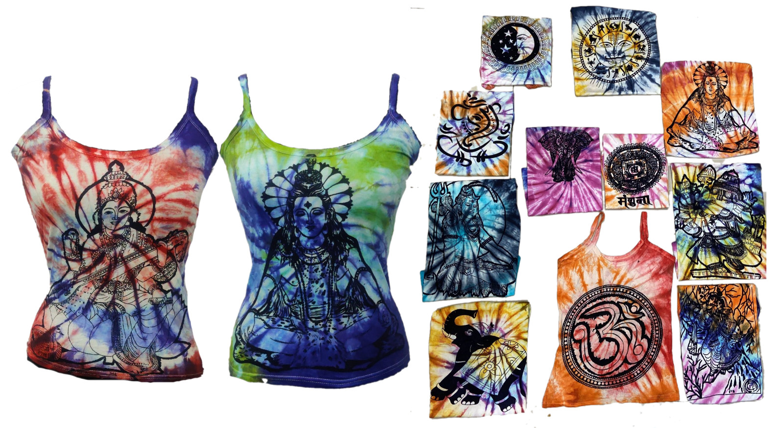 Deal 10Pc Tie Dye Beach Hippie Indian bohemian yoga Spiritual Spaghetti Top image 2