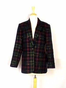 wool blend plaid blazer