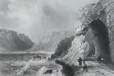 IRELAND Glenariff - 1841 BARTLETT Antique Print