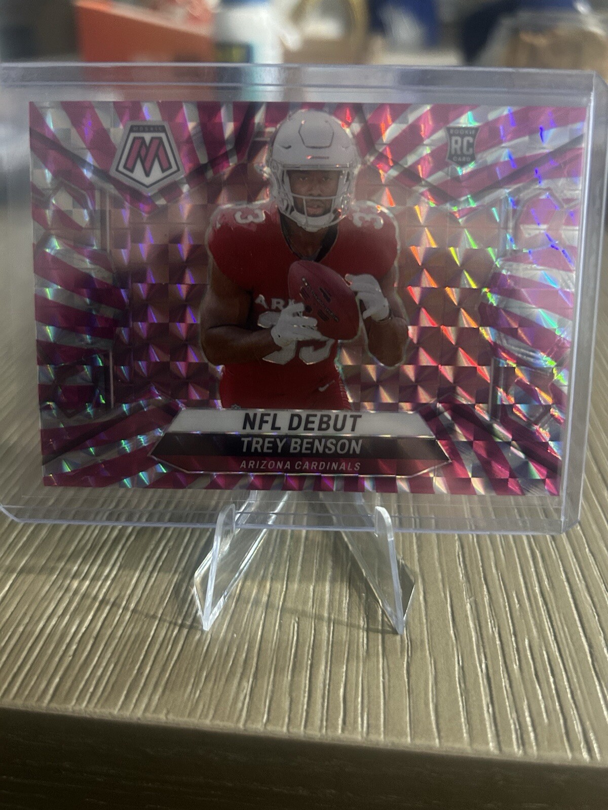 2024 Panini Mosaic Trey Benson Rookie NFL Debut Pink Swirl /13 Card #277