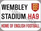 ENGLISH FOOTBALL. WEMBLEY STADIUM. METAL STREET SIGN 5 x 7 INCHES