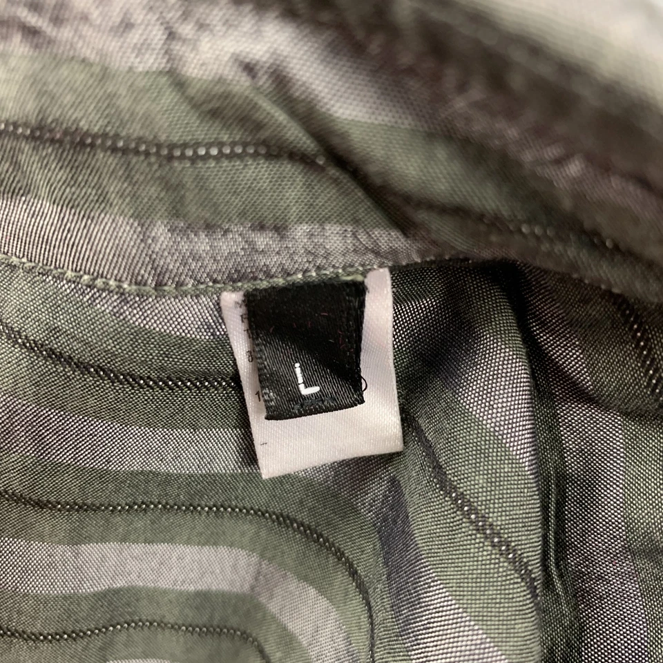 EMPORIO ARMANI Size L Grey Olive Stripe Cotton Viscose Long Sleeve Shirt - Image 4 of 4