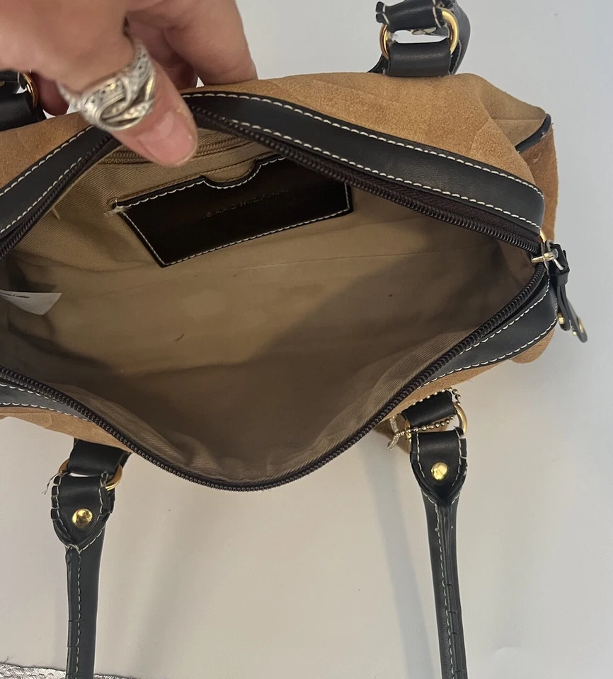 Bolso de Mano Isaac Mizrahi Marrón Tostado Cuero Gamuza Genuino  Foto 4 de 4