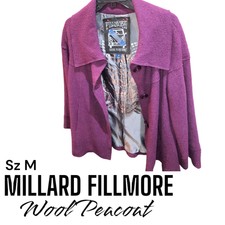 Millard Fillmore Sz M Anthropologie Wool Blend Deep Berry Button Front Peacoat
