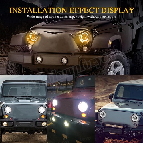 Pair 7" in LED Headlights Black Sealed Hi-Lo Beam for GMC C15 C25 C35 1975-1978 - Picture 10 of 12
