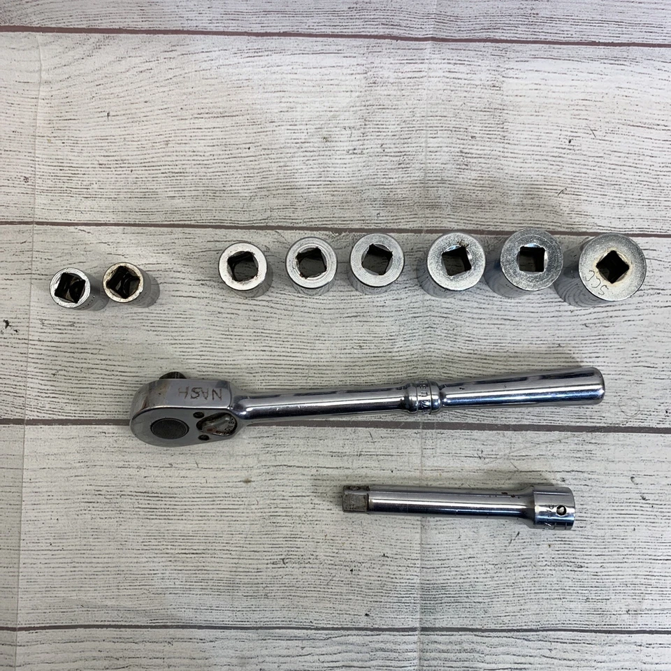 Par-X (Snap On) USA 1/2" Drive 6 Pt. UH Socket  Set + UR 71 Ratchet + UE 51 READ - image 2 of 4