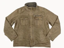 Levi's Men's Knit Collar 2 Way Stretch Twill Trucker Jacket Khaki