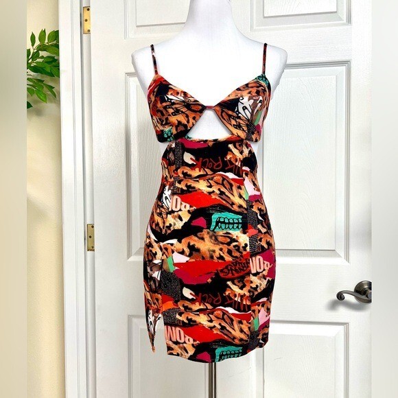 MINI ABITO PRINCESS POLLY STAMPA PRIMA FILA MULTI RITAGLIO Whimsygoth donna taglia 4