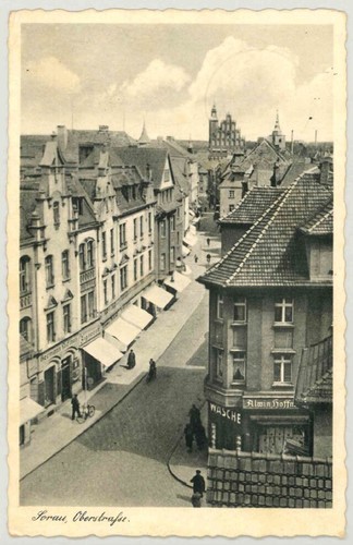 schöne, alte AK Sorau (Lausitz) von 1939, Oberstraße, Ansichtskarte, PK vor 1945