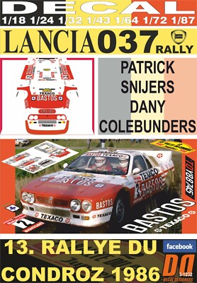 DECAL LANCIA 037 RALLY P.SNIJERS R. DU CONDROZ 1986 9th (01)