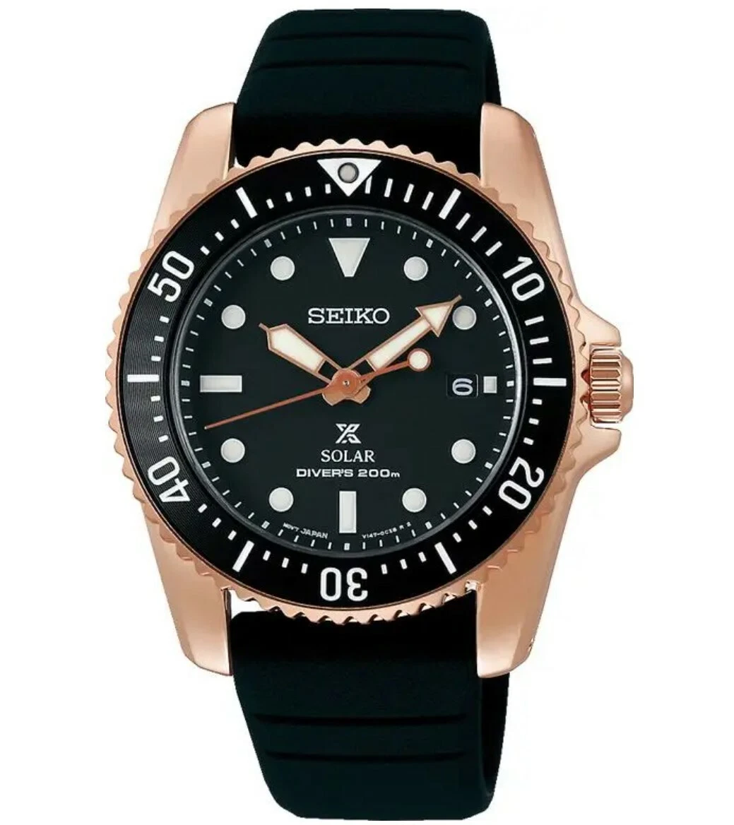 Seiko Prospex Scuba Compact Pink Gold Solar Power Men s Watch SNE586P1
