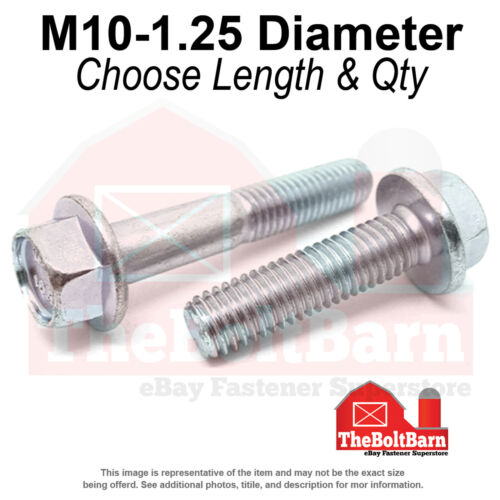 M10-1.25 Class 10.9 JIS Hex Flange Screws Bolts Zinc Clear (Pick Length & Qty) - Afbeelding 1 van 14