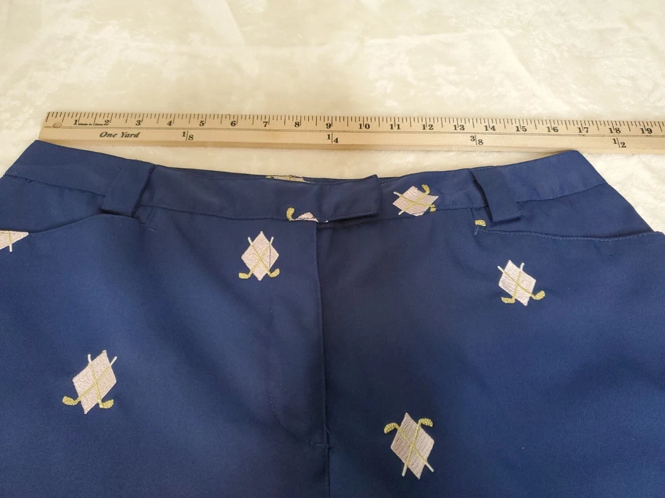Coral Bay Women's Golf Shorts Navy Blue With Embroidered Print Size 14 - Image 4 of 4