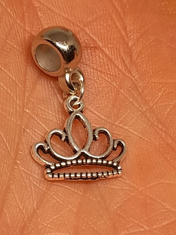 Charm Ciondolo Pendente Corona Silver Tono Argento - Immagine 2 di 2