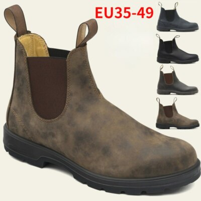 Botas De Cuero Retro Para Hombres Botines Chelsea Cómodos Zapatos Altos  Trabajo | eBay
