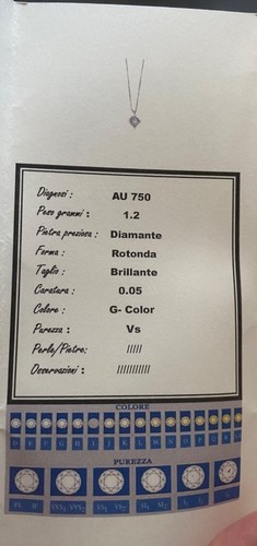 Collana Punto luce con diamante 0.05 in oro bianco 18 kt lunghezza 45 cm - Foto 6 di 8