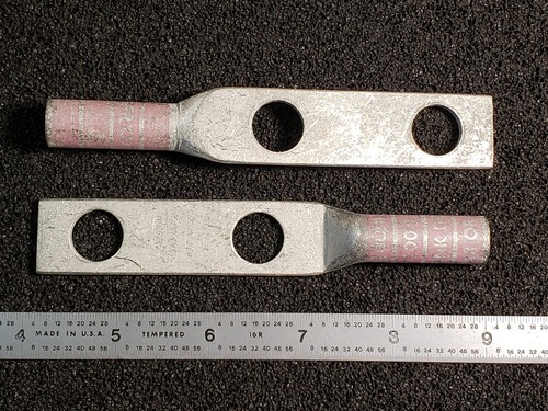 BURNDY YA252N Two-Hole Lug Compression Connector: 1/0 Cable Size - 2 pcs