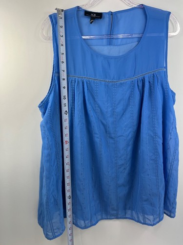 AGB Blouse Women's 2X Top Light Blue Puckered Bodice Lined - Picture 6 of 9