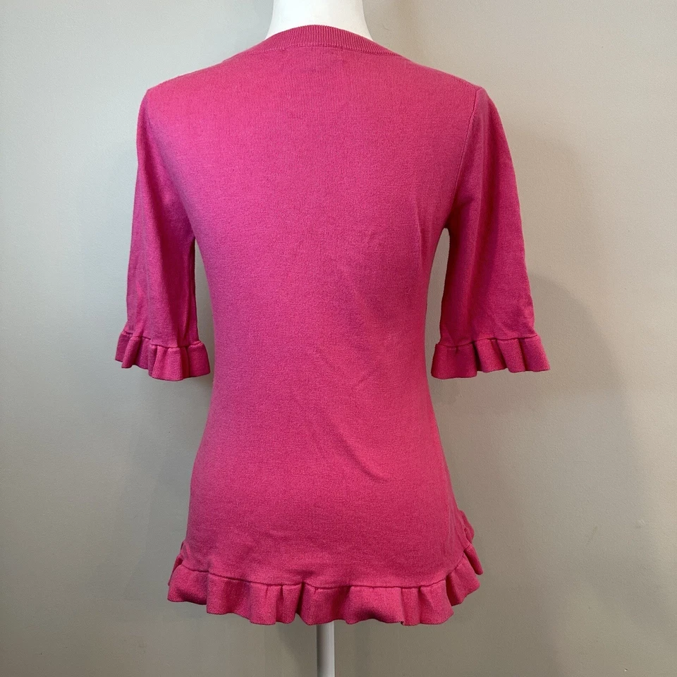 Prabal Gurung Collective Barbie Hot Pink peony pom pom sweater top size 2 XS - Image 3 of 4