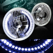 7 Round H6024 H6014 H6017 Chrome Housing Blue Led Ring Sealed Beam Headlights