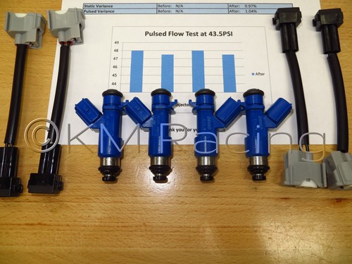 4x New Acura RDX 410cc Denso Fuel Injectors w/Adapters: Flow Sheet Included - Picture 3 of 5