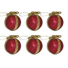 Set 6 Glitter Christmas Tree Decorations Red and Gold CLEARANCE - Choose set