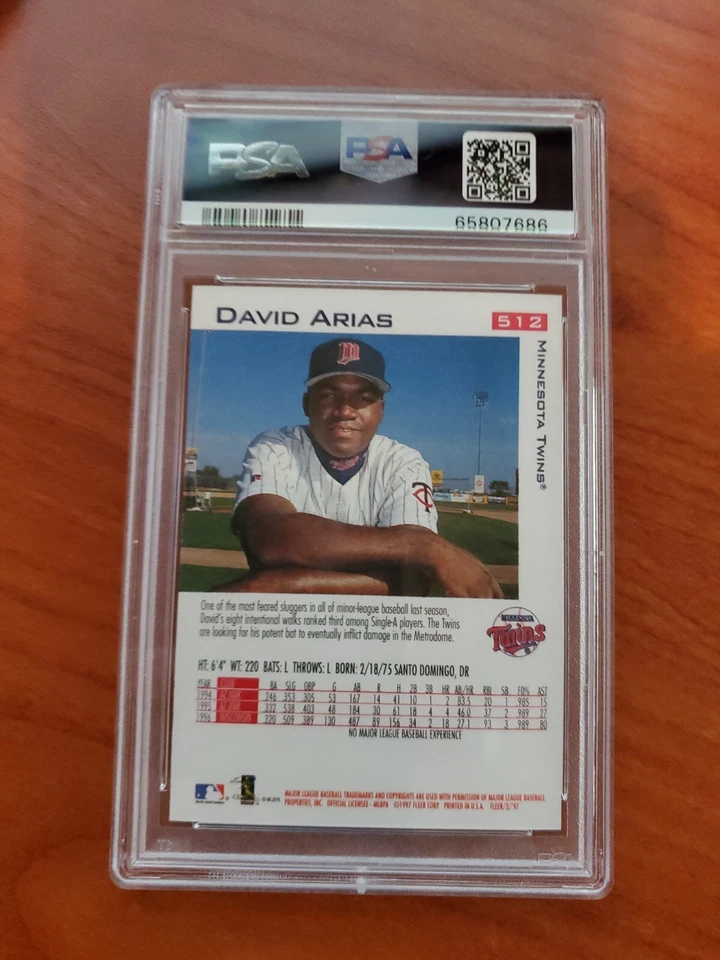 DAVID ORTIZ ARIAS 1997 Fleer 512 RC Rookie PSA 10 GEMA COMO NUEVA CORTE Foto 2 de 2