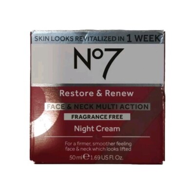 No7 Restore and Renew Face & Neck Multi Action Night Cream 1.69oz New Fragfree