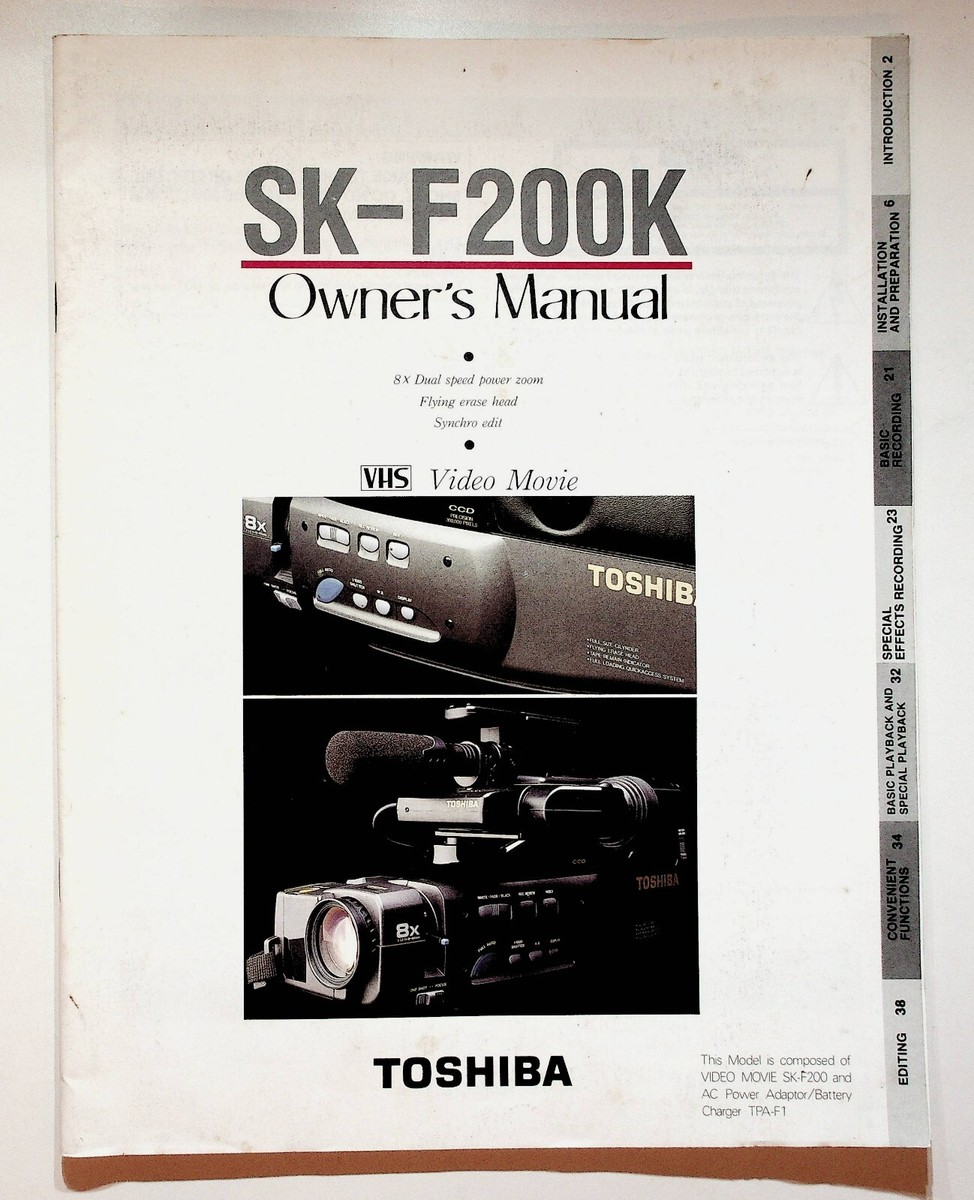 Toshiba SK-F200K VHS Video Movie Camera SK-F200 Camcorder Owner's