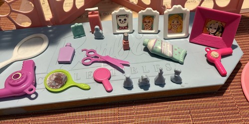Doll barbie Size doll accessories lot BATHROOM BEDROOM vanity Pictures Perfumes