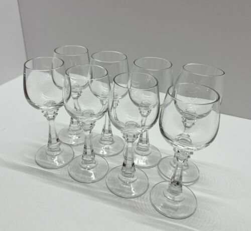 Vintage MCM 8 Stück Likör Schnapsbrille Cordial Sherry klar ausgefallener Stamm BARWARE - Bild 3 von 7