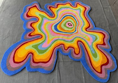 Tufted Irregular Rug Multi-Color Living Room Area Rug Carpet Irregular Style Rug