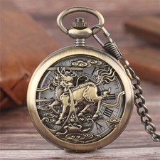 Kylin Automatic Mechanical Skeleton Pocket Watch Roman Number Chain Women Men