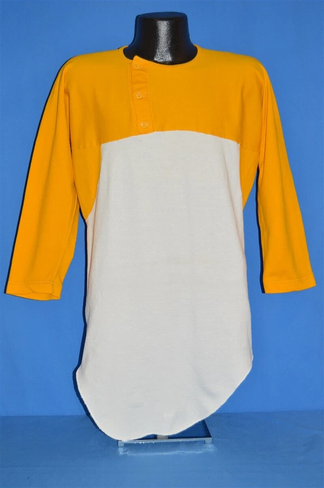 Camiseta vintage años 70 RUSSELL ATLÉTICA BLANCA AMARILLA OFF CENTER JERSEY EN BLANCO M Foto 2 de 4