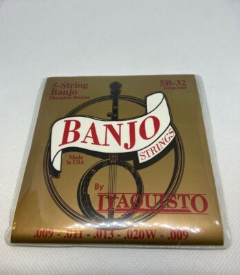 D'AQUISTO 5-STRING BANJO PHOSPHOR BRONZE STRINGS 5B-32 LOOP END