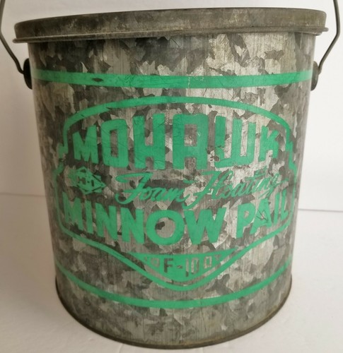 Vintage Mohawk 10 Quart verzinkt schwimmend Elritze Eimer Eimer Holzgriff F-10 QT - Bild 2 von 12