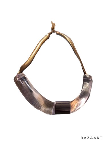Lafayette 148 New York Clear Lucite Gold Tone Necklace Made in Italy - Picture 10 of 11