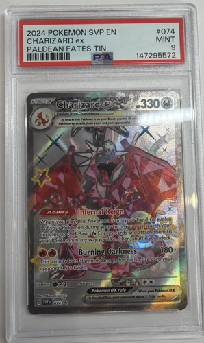 New Listing2024 POKEMON SVP EN PALDEAN FATES TIN CHARIZARD EX #074 PSA 9 MINT (507)