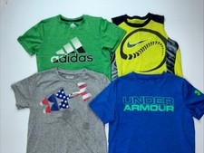 Boys Shirt Lot UA Under Armour Adidas Nike 6 7 Small PLAY