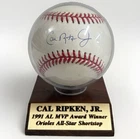 Cal Ripken Jr Signed Autographed 1991 AL MVP Game Baseball Stand