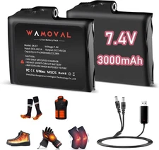 (2-Pack) 7.4V 3000mAh Li-Polymer Rechargeable Battery Pack, 22.2Wh 2A Replacemen