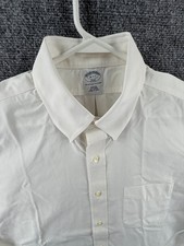 Brooks Brothers 16 2/3 Button-Down Slim Non-Iron Cotton Ivory Solid Pocket Men