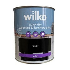 Wilko Black Quick Dry Cupboard & Furniture Satin Paint 750ml 