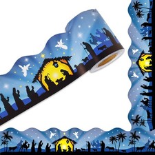 32.8Ft Christmas Nativity Bulletin Board Borders Blue Holy Night Trim Borders, C