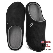 Men's Two-Tone Memory Foam House Slippers Indoor 11-12 Muted Black Gray