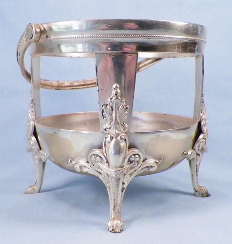 P W & Co Sugar Basket Only Silverplate Triple No Glass Liner Vintage - Picture 2 of 10
