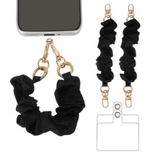 2Pcs Phone Wrist Strap, 10" Hands-Free Phone Lanyard with Gold Buckle, Black