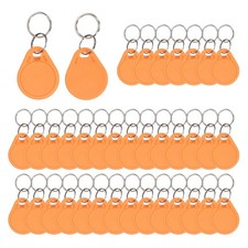 100Pcs 13.56MHz Rewritable CUID RFID Key Fob Access Control Key Card, Orange
